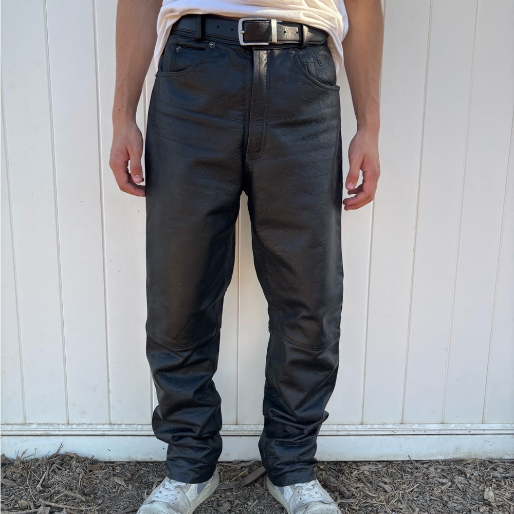 Men's 32/32 genuine leather black pants